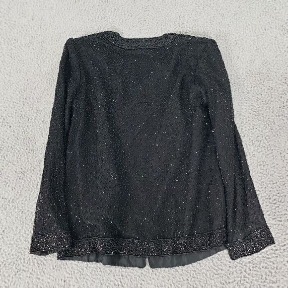 VINTAGE Laurence Kazar Jacket Womens‎ Small Evening Jacket Sequences Beaded Silk - Picture 10 of 13
